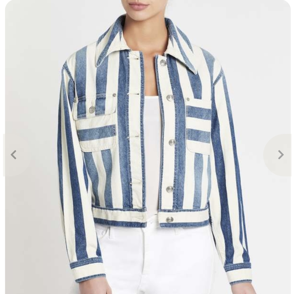 Current Elliot Sammy striped denim cotton jacket size 3 or large